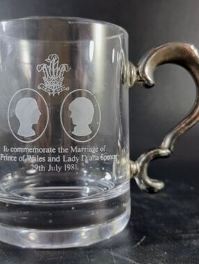 Commemorative Royal Wedding Glass Mug — Clear with Silver Handle